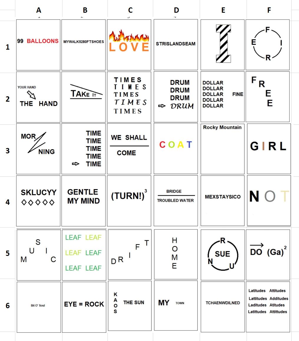 Long Weekend Puzzle Song Titles Long Weekend Puzzle Song Titles