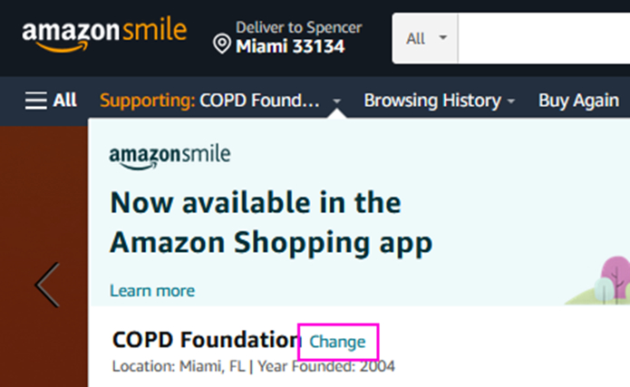 Amazon Smile - changing your charity